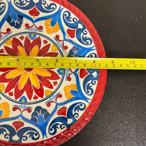 Tuscan Floral Sunflower Melamine Lunch Salad Plates Set Of 4 Red Multicolor - Picture 7 of 9